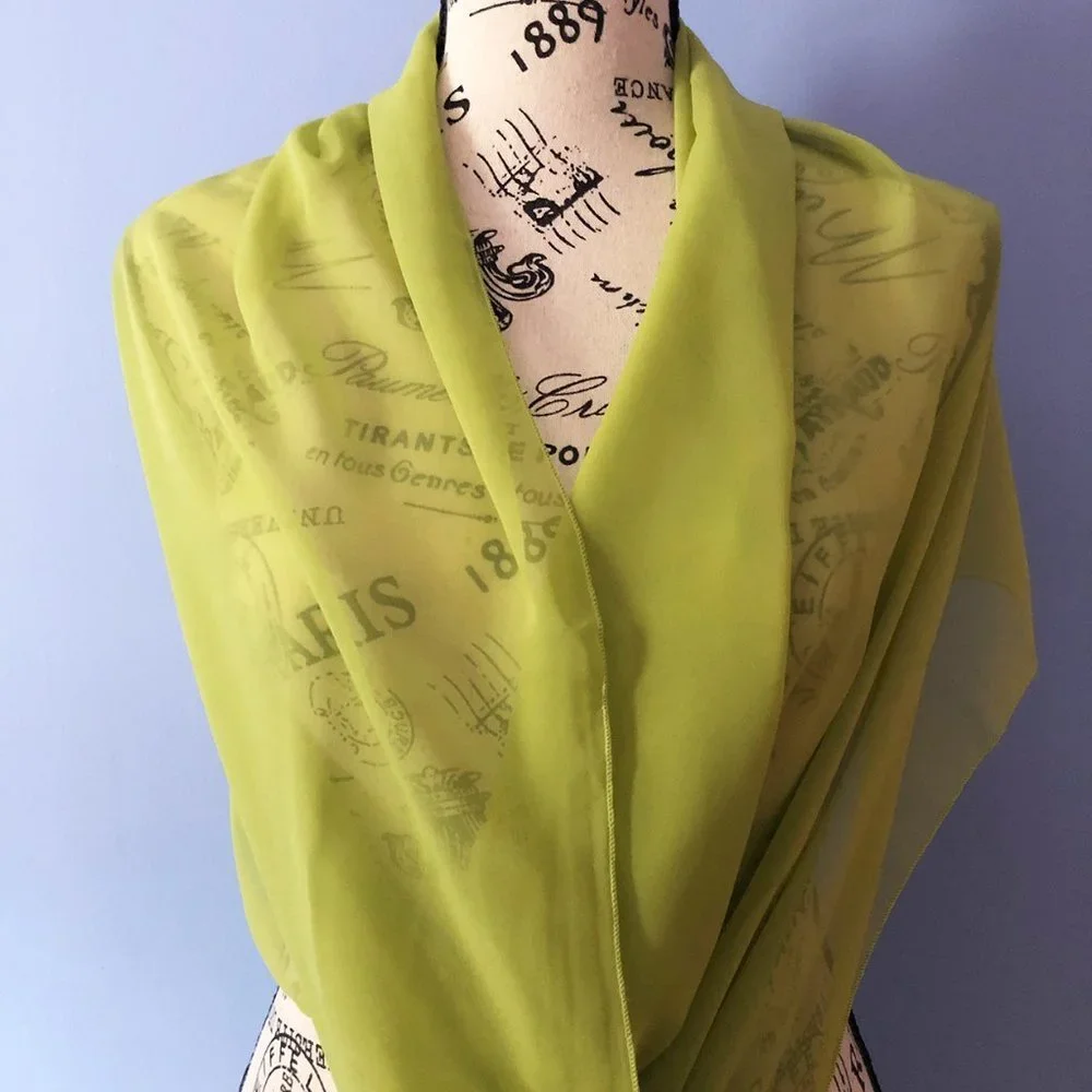Lime Green Chiffon Wrap / Stole / Scarf - Picture 5 of 6